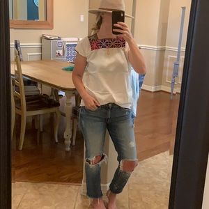 Artisan embroidered Mexican blouse